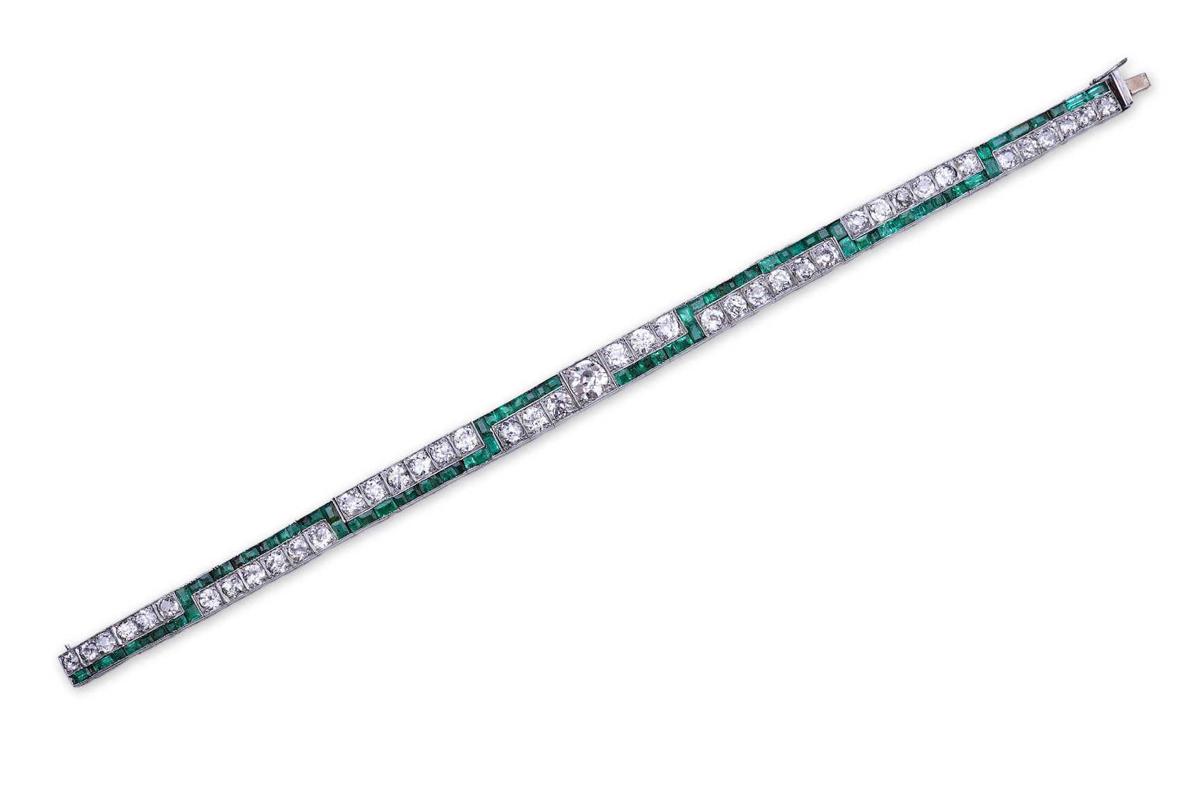 An Art Deco emerald and diamond bracelet, 1920s